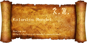 Kolonics Mendel névjegykártya